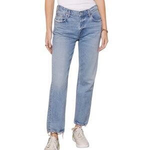 AGOLDE Kye Mid Rise Straight Leg Distressed Hem Medium
Blue Denim Jean Size 29